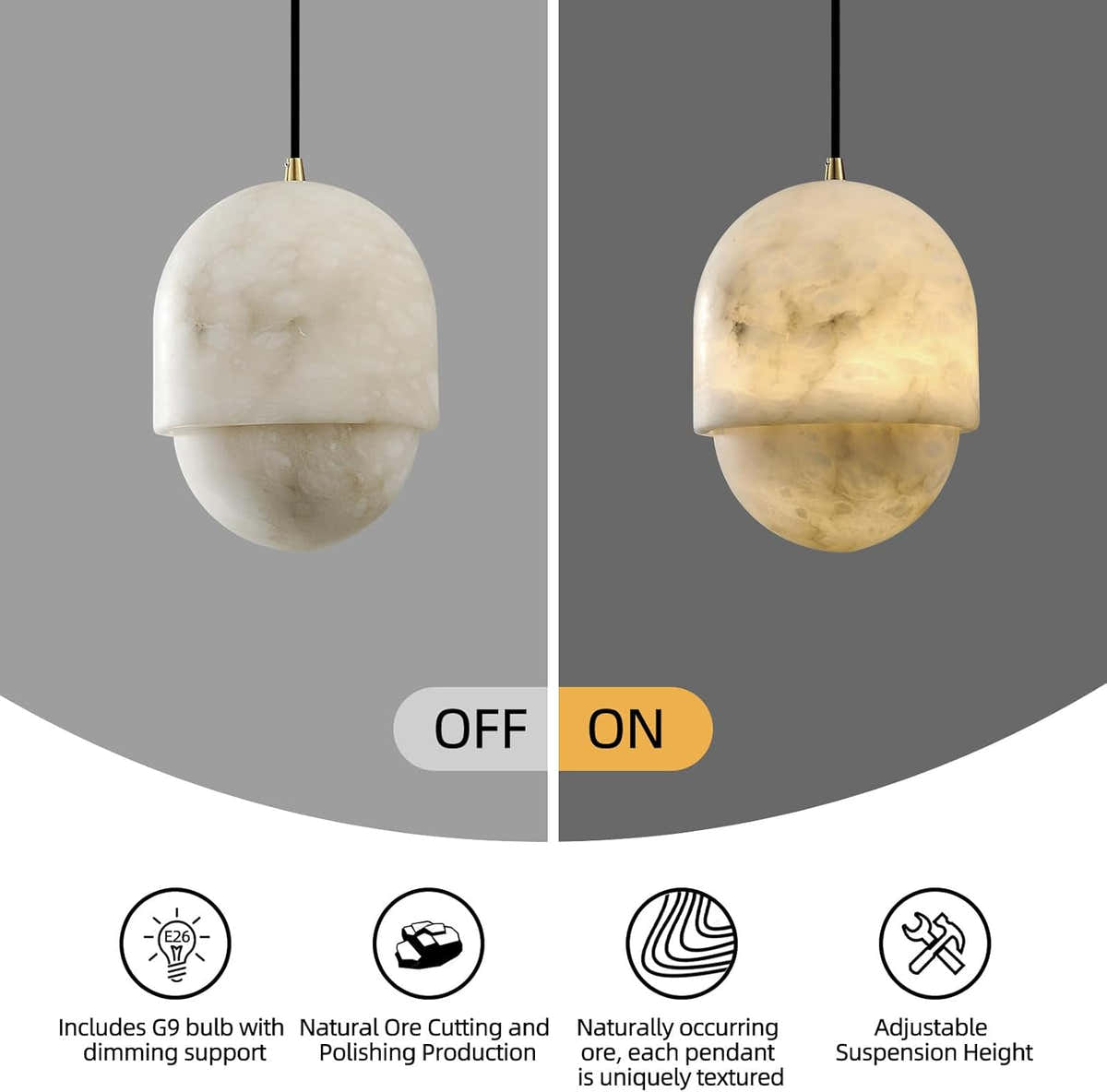 Alabaster Pendant Lights Kitchen Island - Fast Delivery-1-Luxehomezone