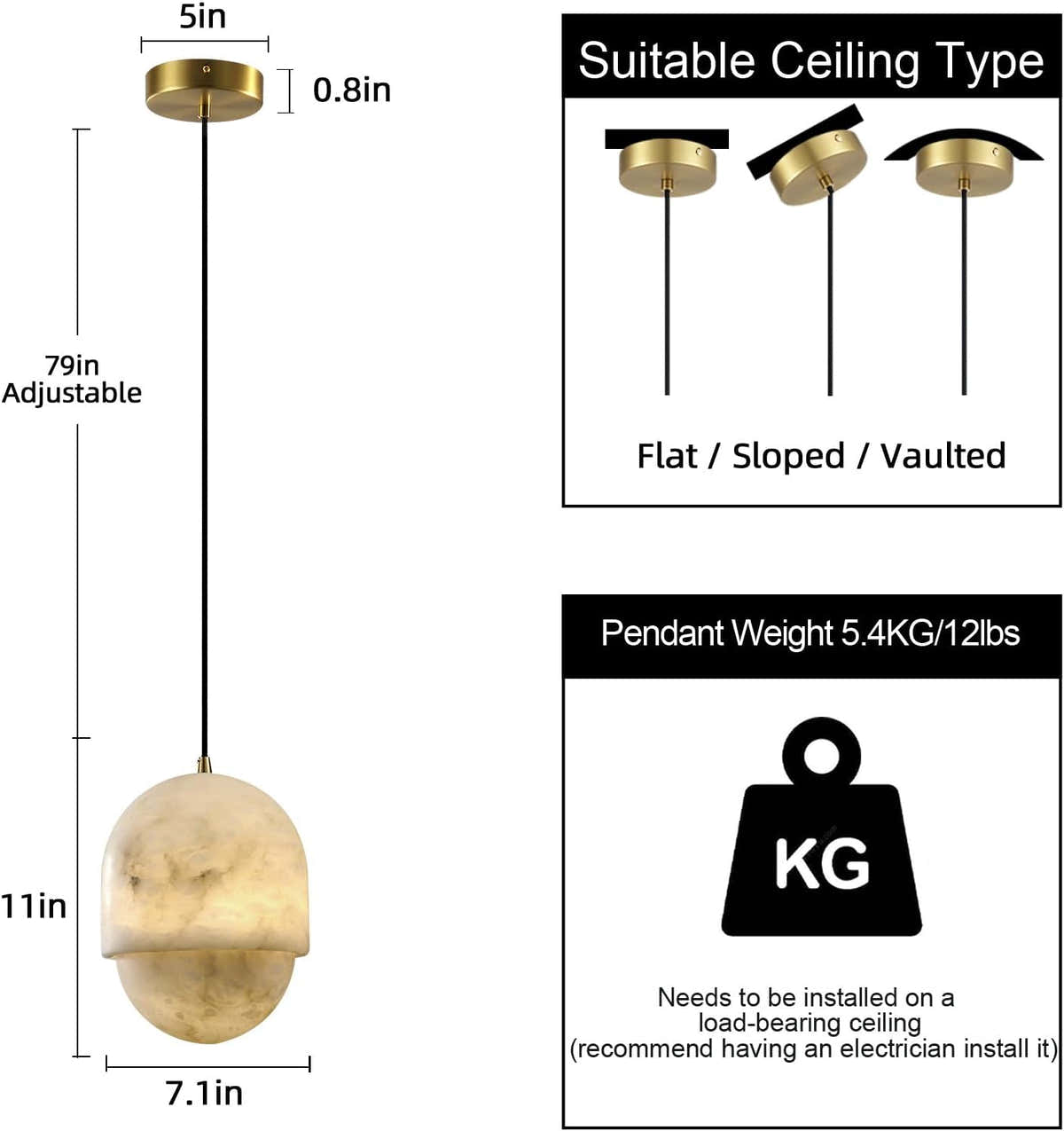 Alabaster Pendant Lights Kitchen Island - Fast Delivery-1-Luxehomezone