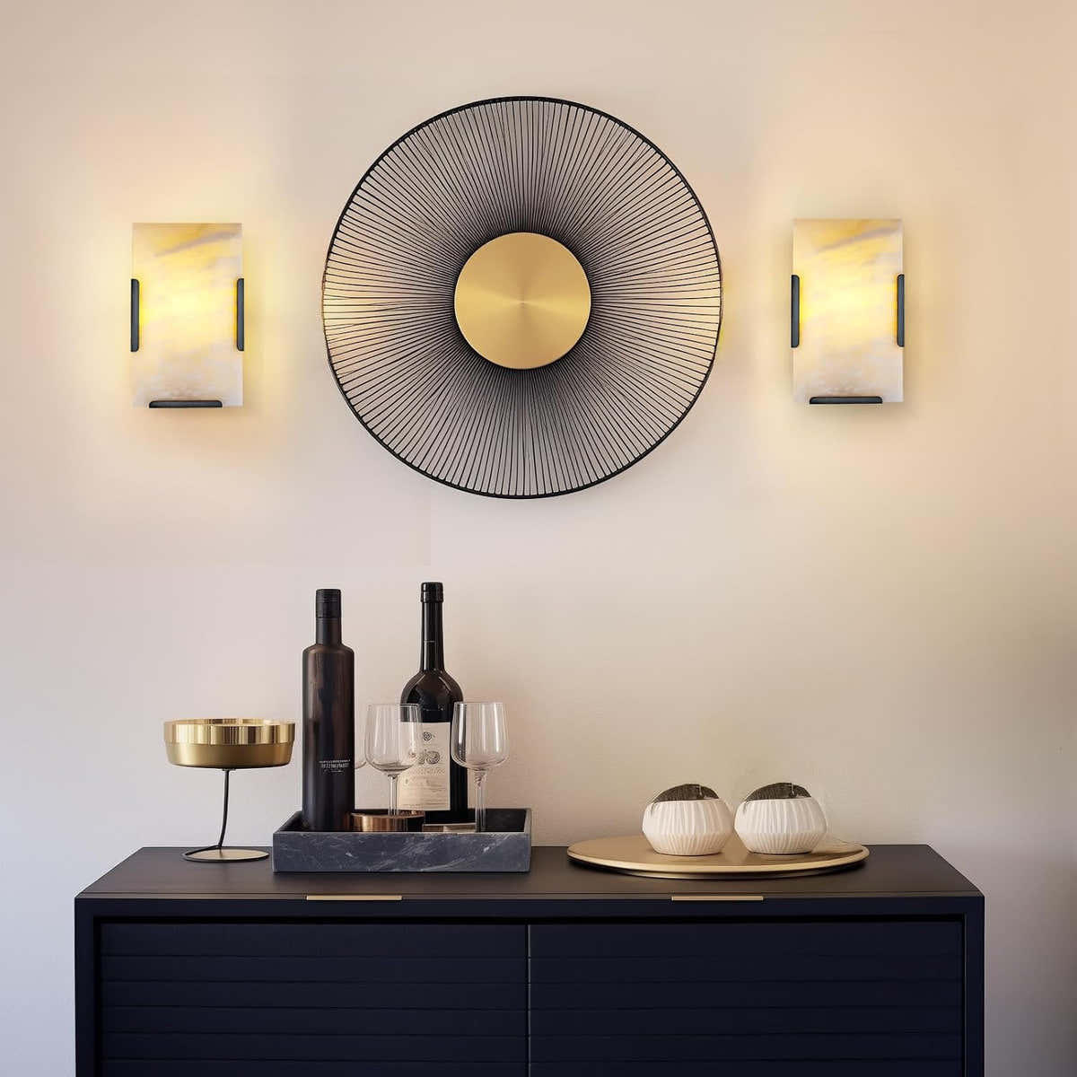 Alabaster Wall Sconces, Modern Marble Stone Sconces Wall Lighting - Fast Delivery-1-Luxehomezone