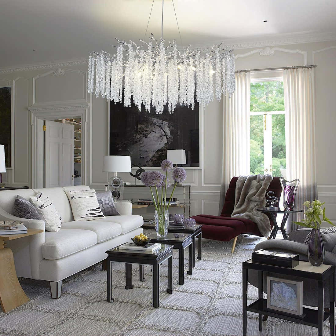 Round Silver Tree Branches Chandelier 40" - Fast Delivery-1-Luxehomezone