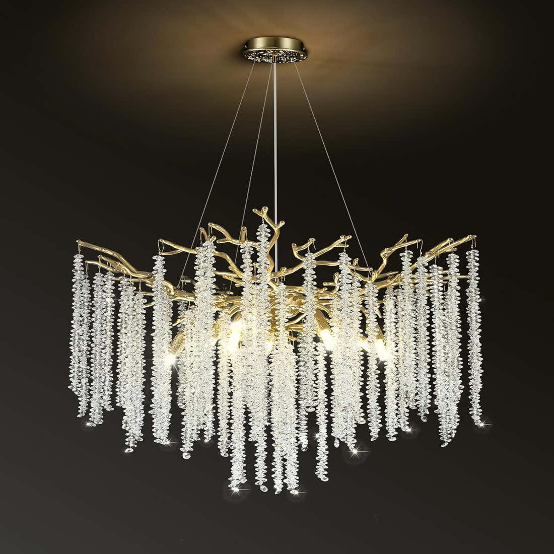 Round Gold Tree Branches Chandelier 30 " - Fast Delivery-1-Luxehomezone