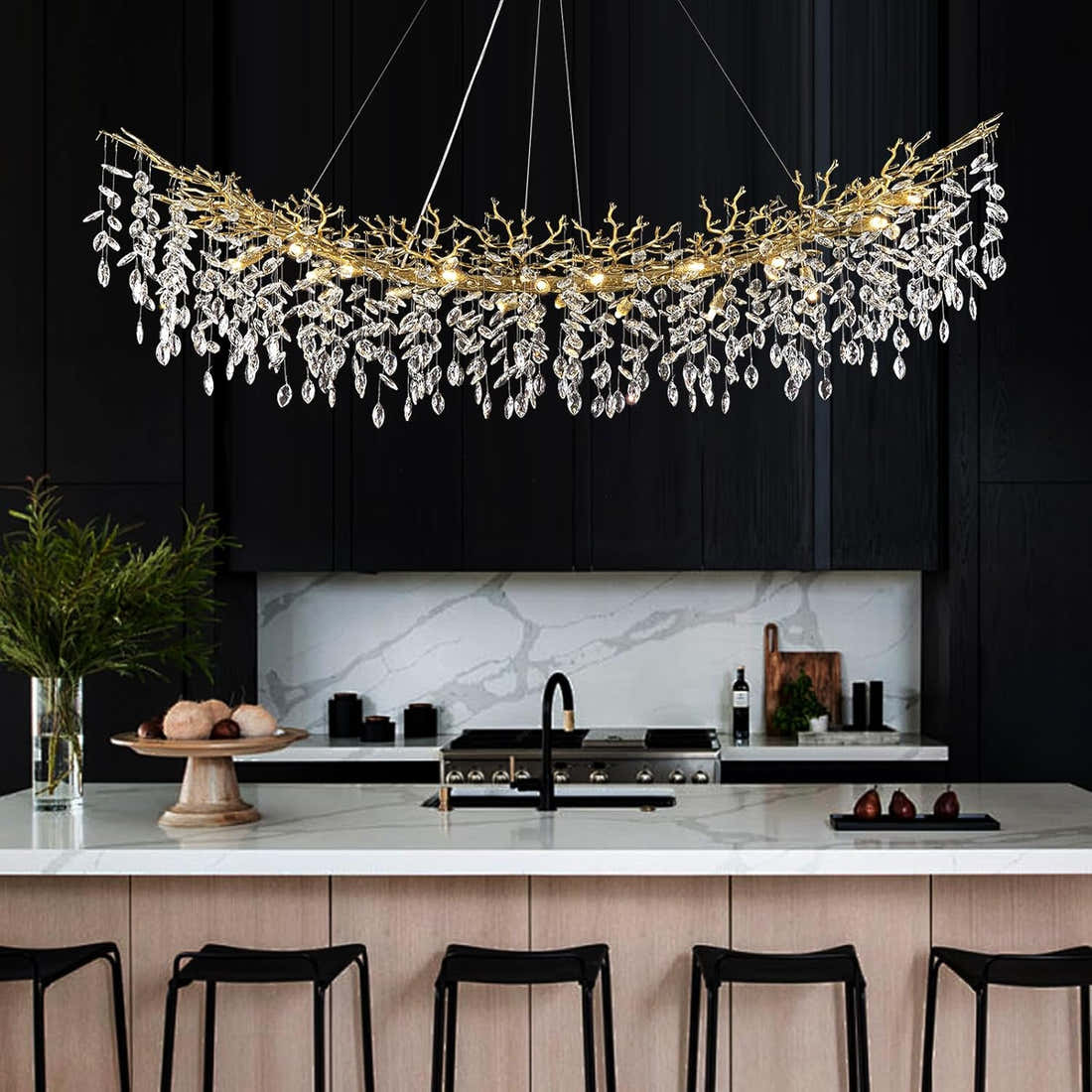 Modern Silver Crystal Glass Tree Branchs Chandelier 55" 72" - Fast Delivery-1-Luxehomezone