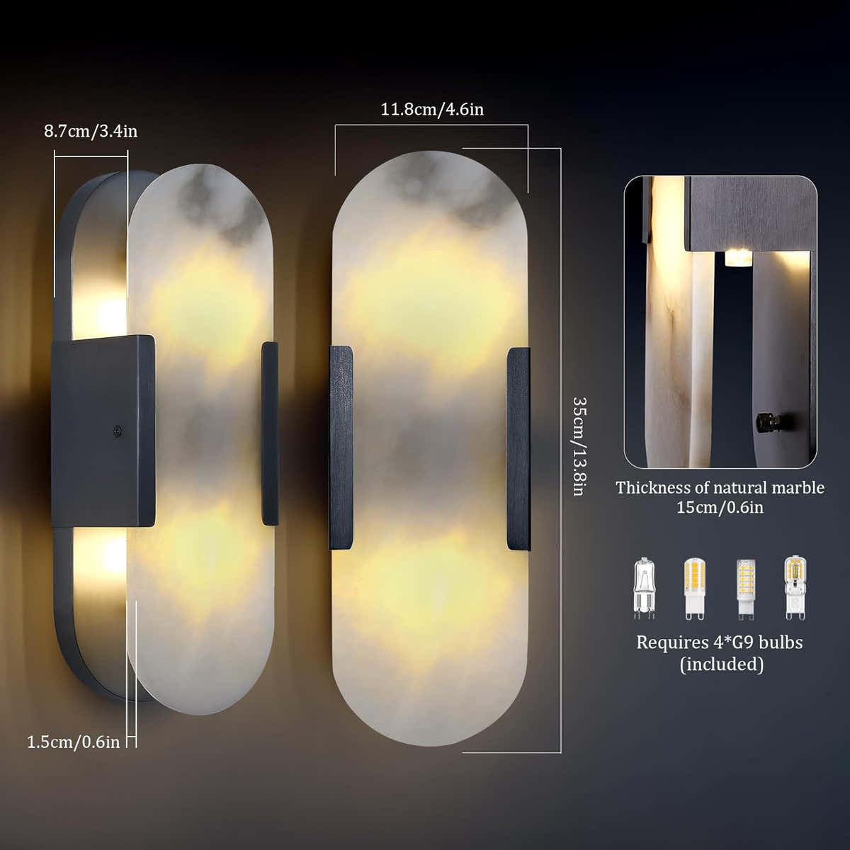 Trinidad Alabaster Wall Sconces 14" 20"