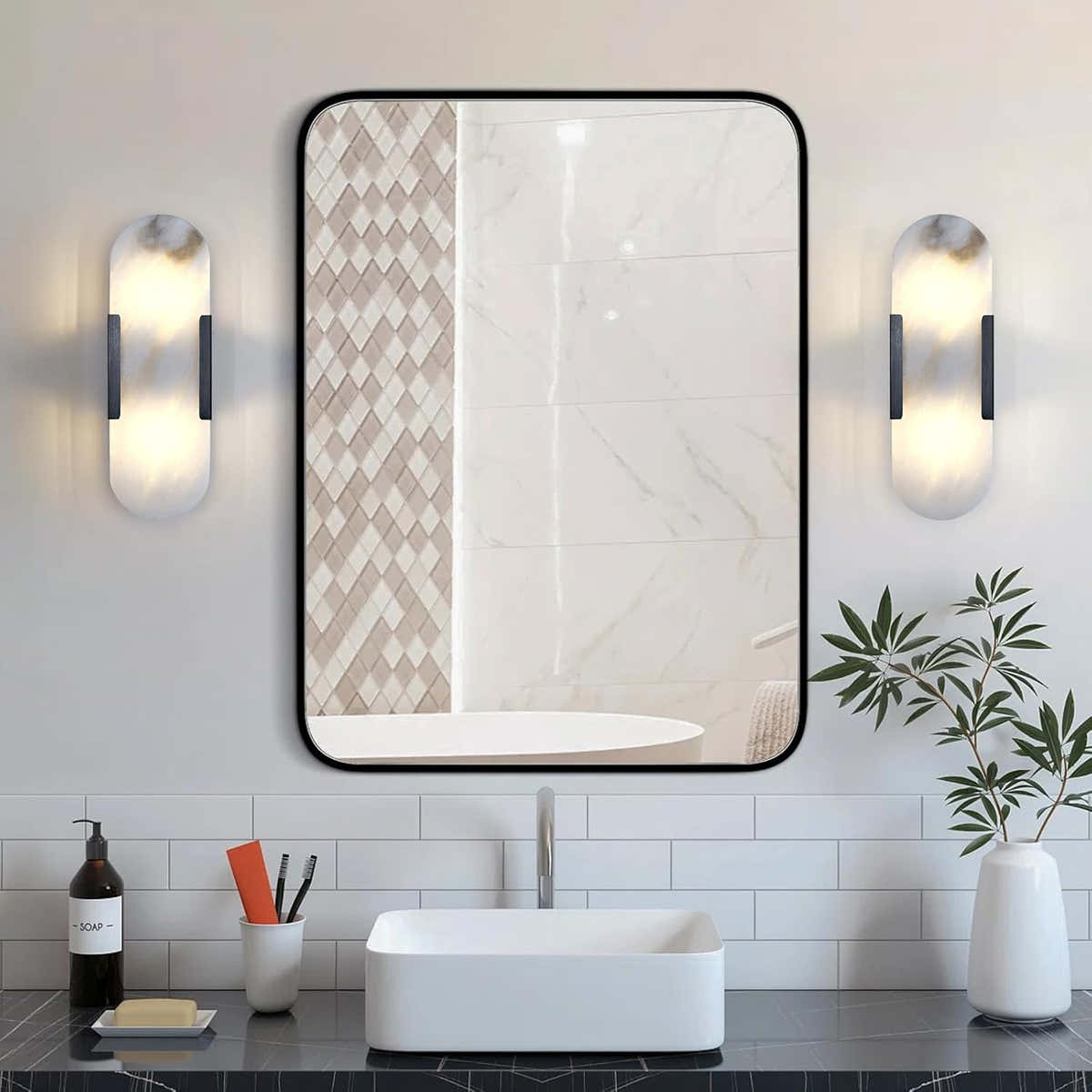 Trinidad Alabaster Wall Sconces 14" 20"
