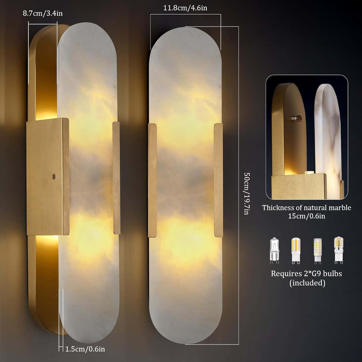Trinidad Alabaster Wall Sconces 14" 20"