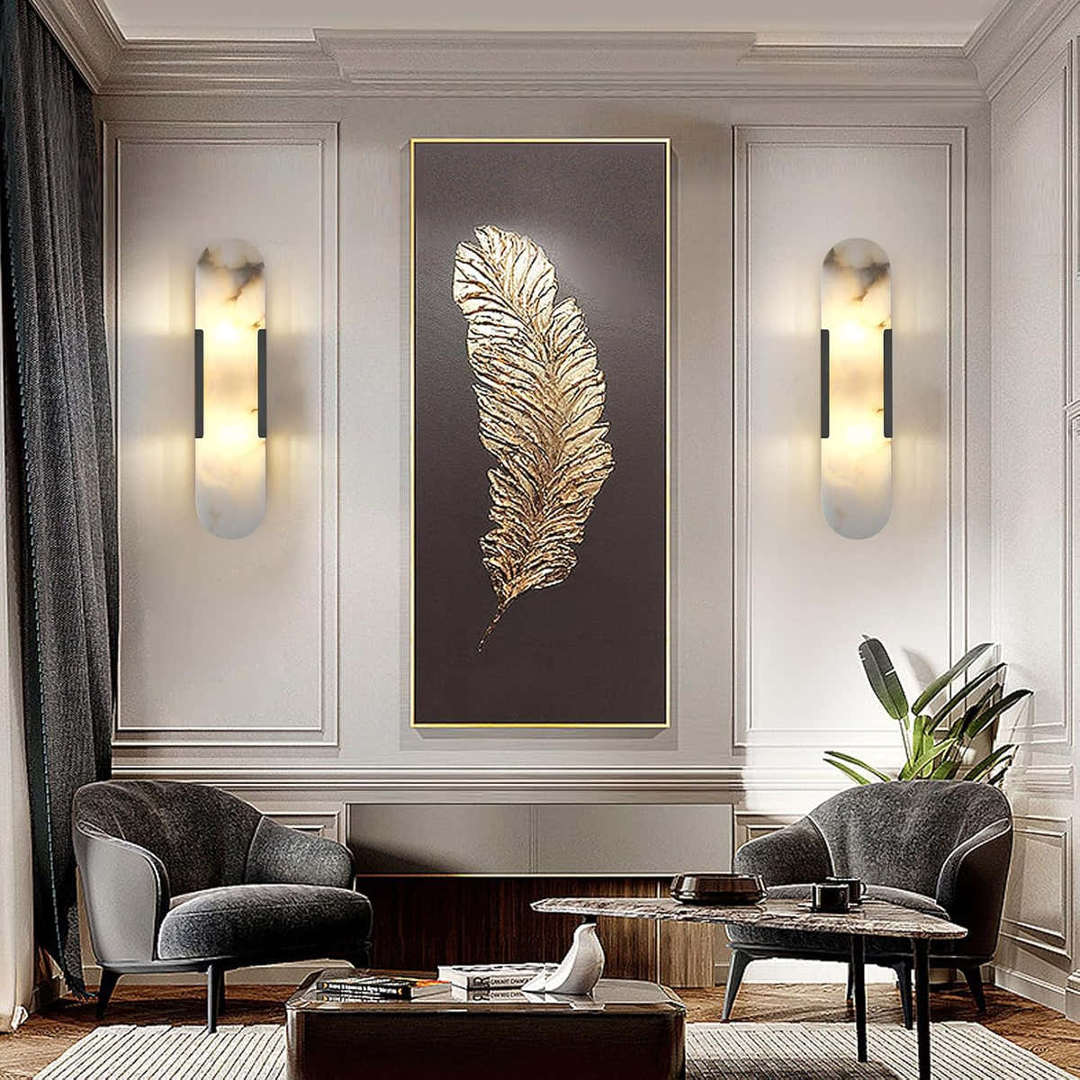 Trinidad Alabaster Wall Sconces 14" 20"