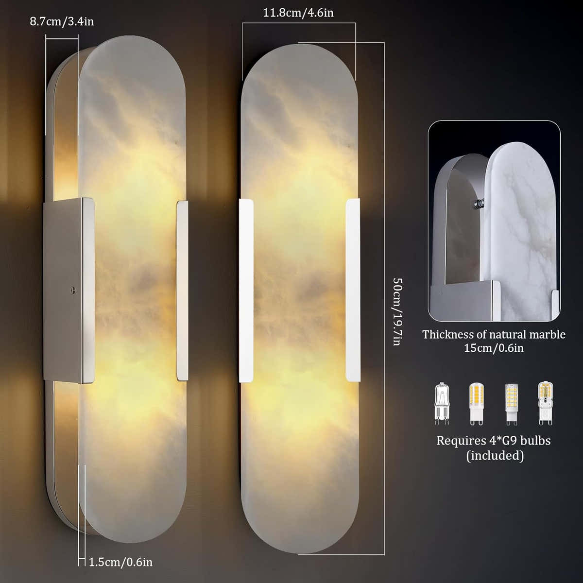 Trinidad Alabaster Wall Sconces 14" 20"