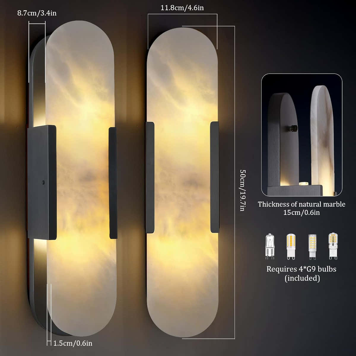 Trinidad Alabaster Wall Sconces 14" 20"
