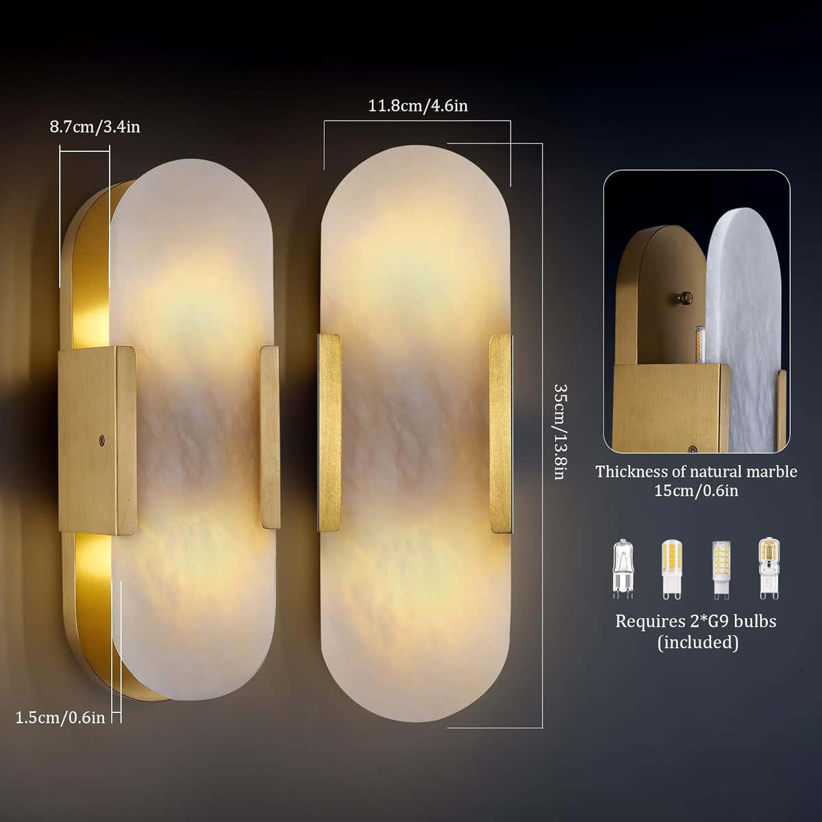 Trinidad Alabaster Wall Sconces 14" 20"
