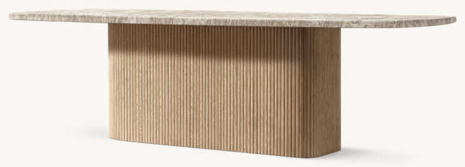 Mulholland Stone Rectangular Pedestal Dining Table