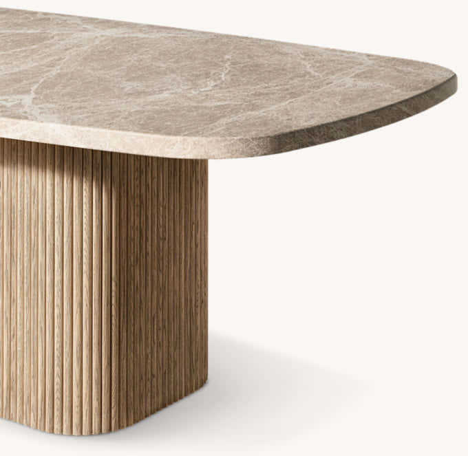 Mulholland Stone Rectangular Pedestal Dining Table