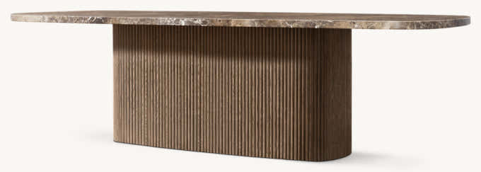 Mulholland Stone Rectangular Pedestal Dining Table