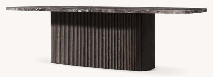 Mulholland Stone Rectangular Pedestal Dining Table