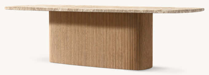 Mulholland Stone Rectangular Pedestal Dining Table