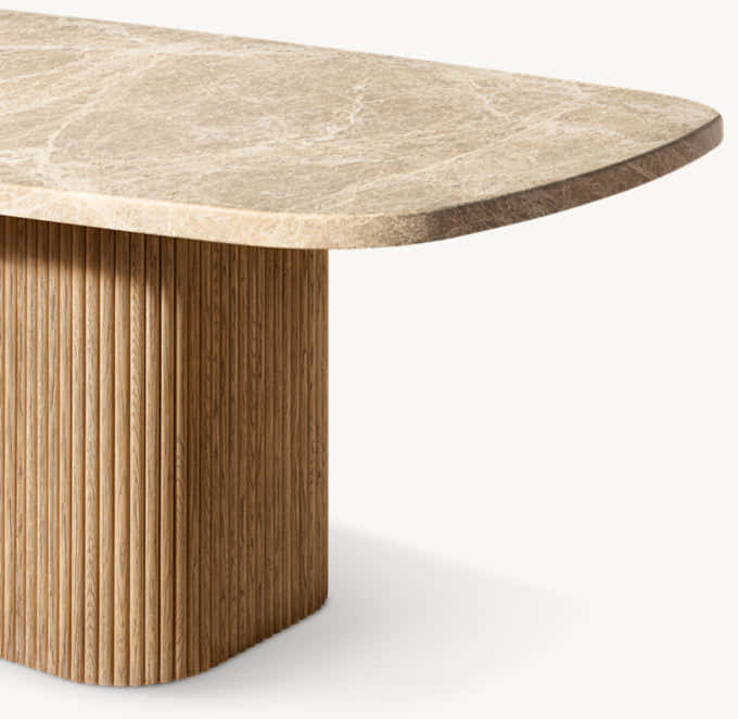 Mulholland Stone Rectangular Pedestal Dining Table
