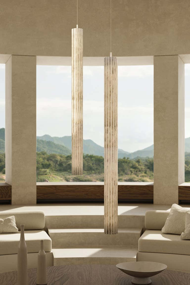 Vertical Roller Alabaster Pendant Light