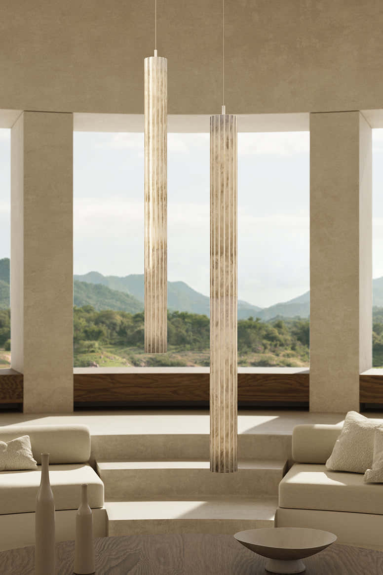 Vertical Roller Alabaster Pendant Light