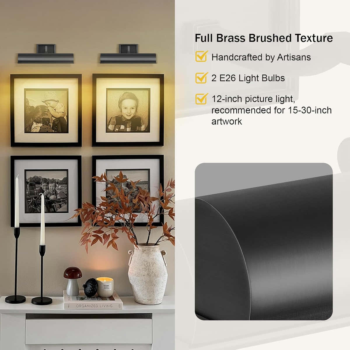 Modern 12in Picture Lights for Wall Hardwired