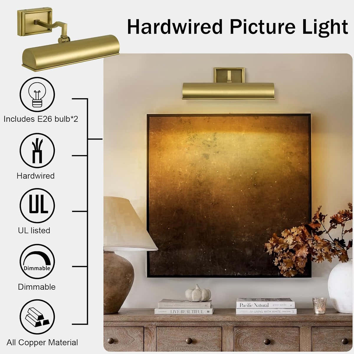 Modern 12in Picture Lights for Wall Hardwired