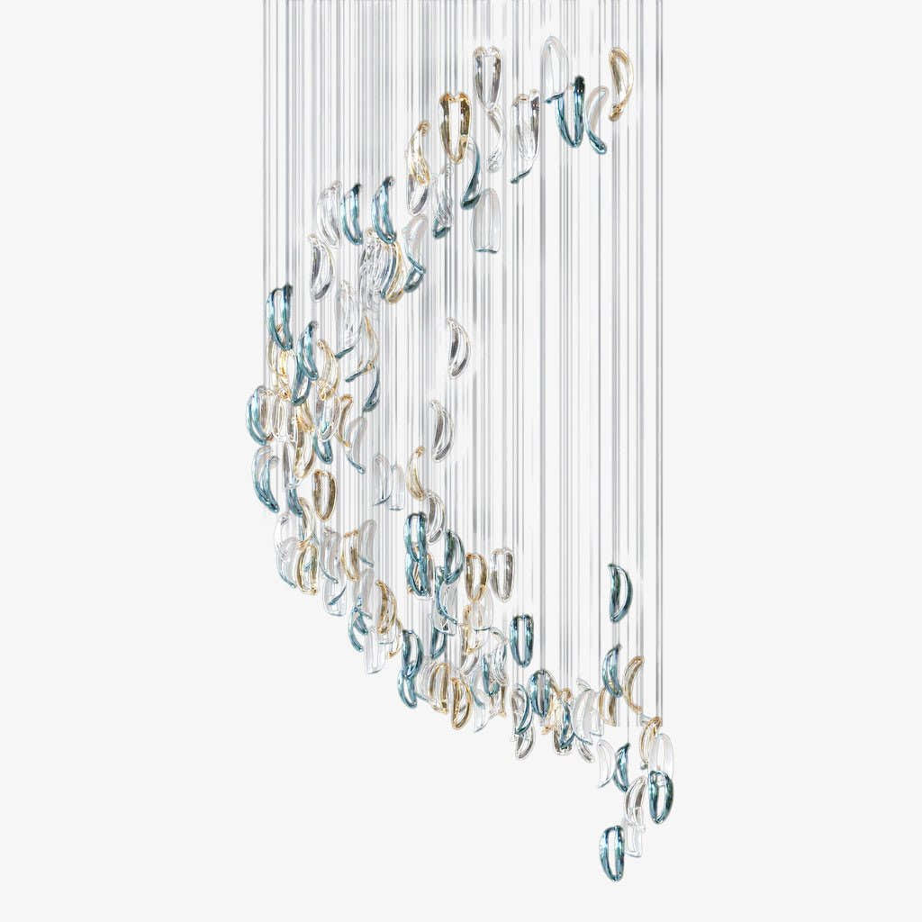 Aqua Ripple Glass Art Customize Chandelier
