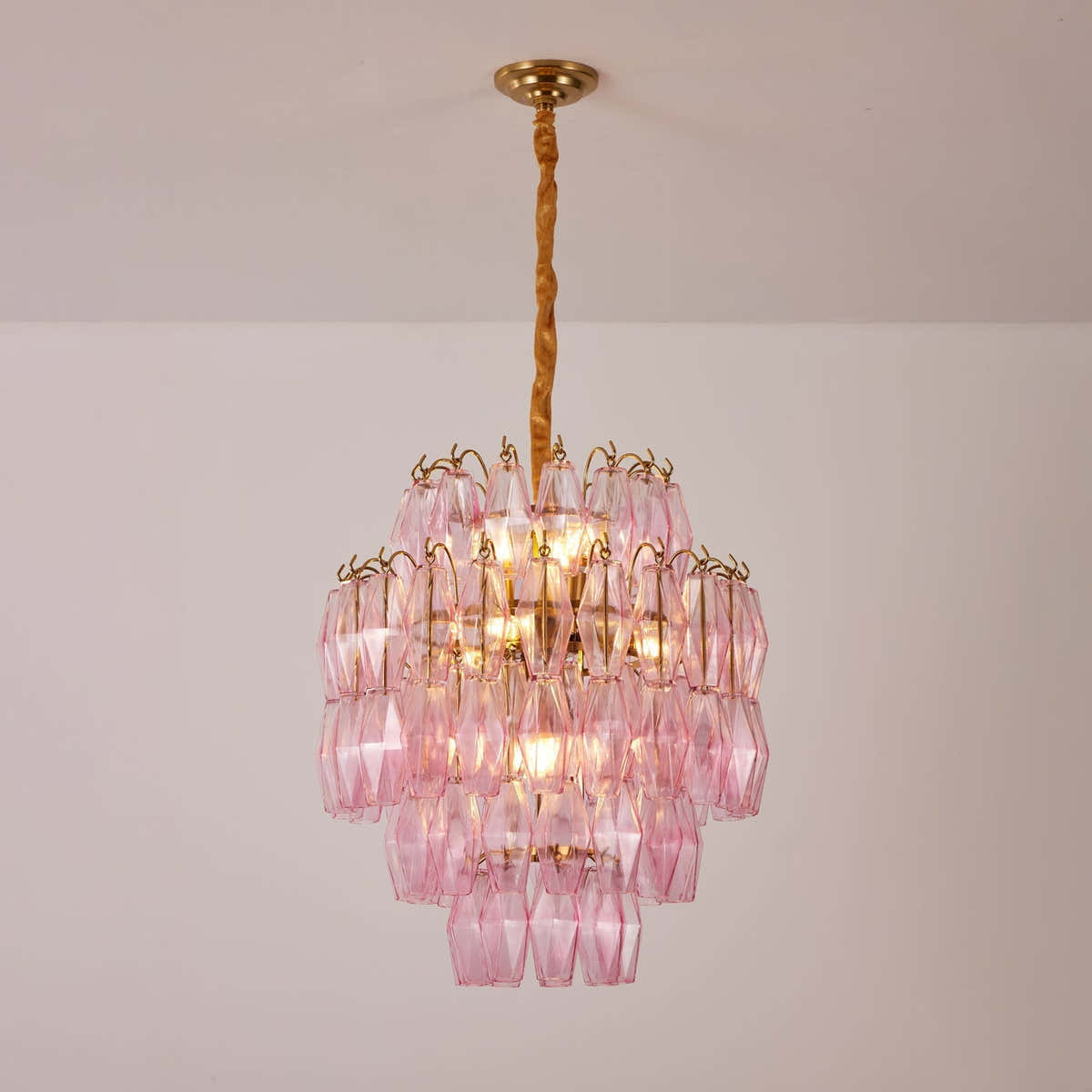 Pink Murano Glass Prism Chandelier