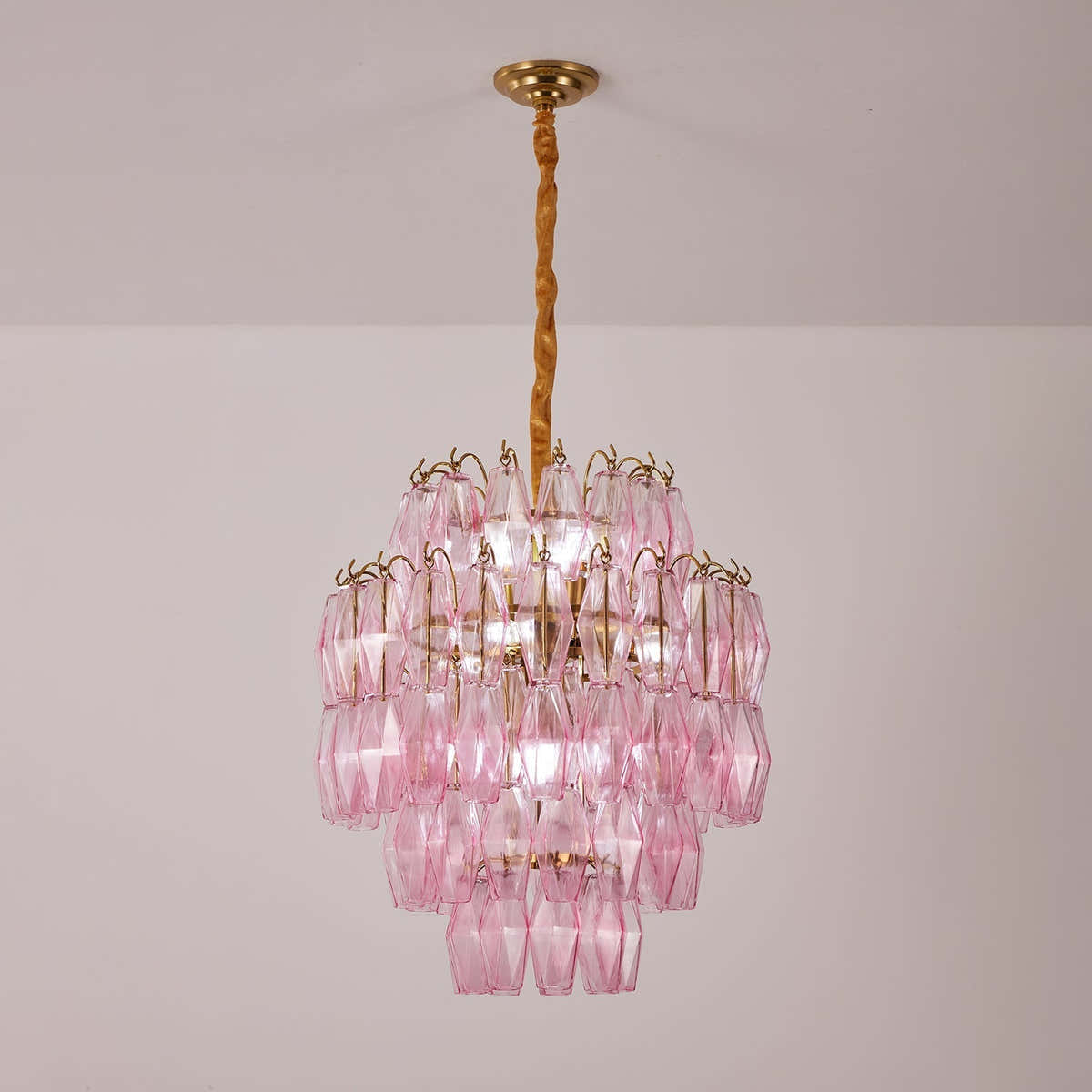 Pink Murano Glass Prism Chandelier