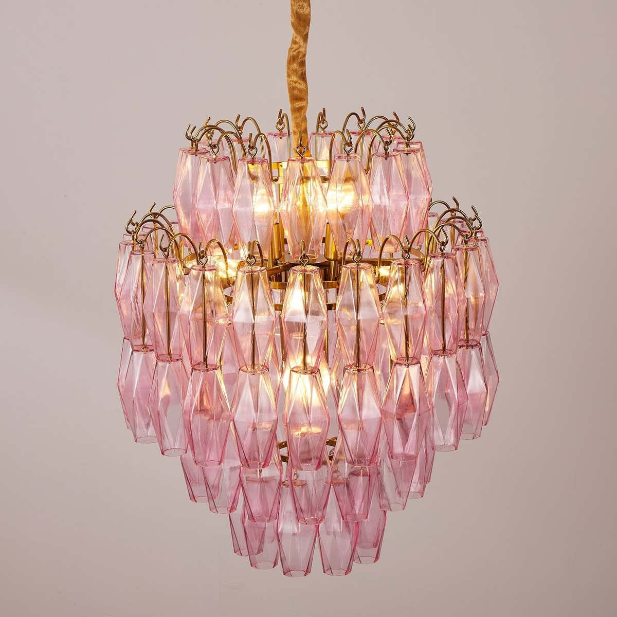 Pink Murano Glass Prism Chandelier