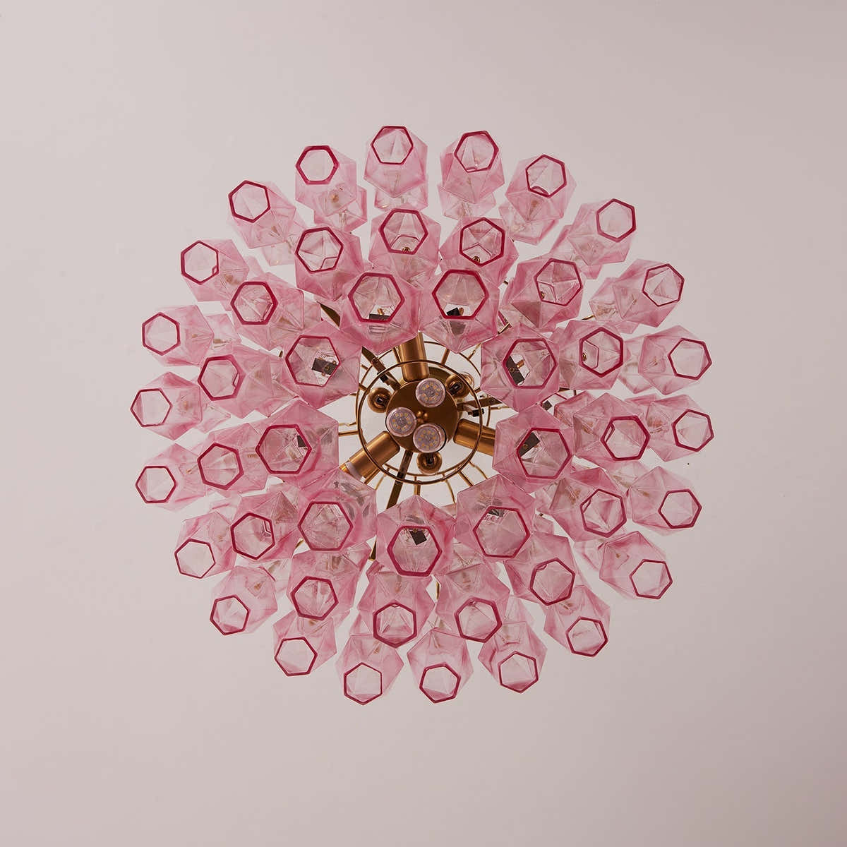 Pink Murano Glass Prism Chandelier