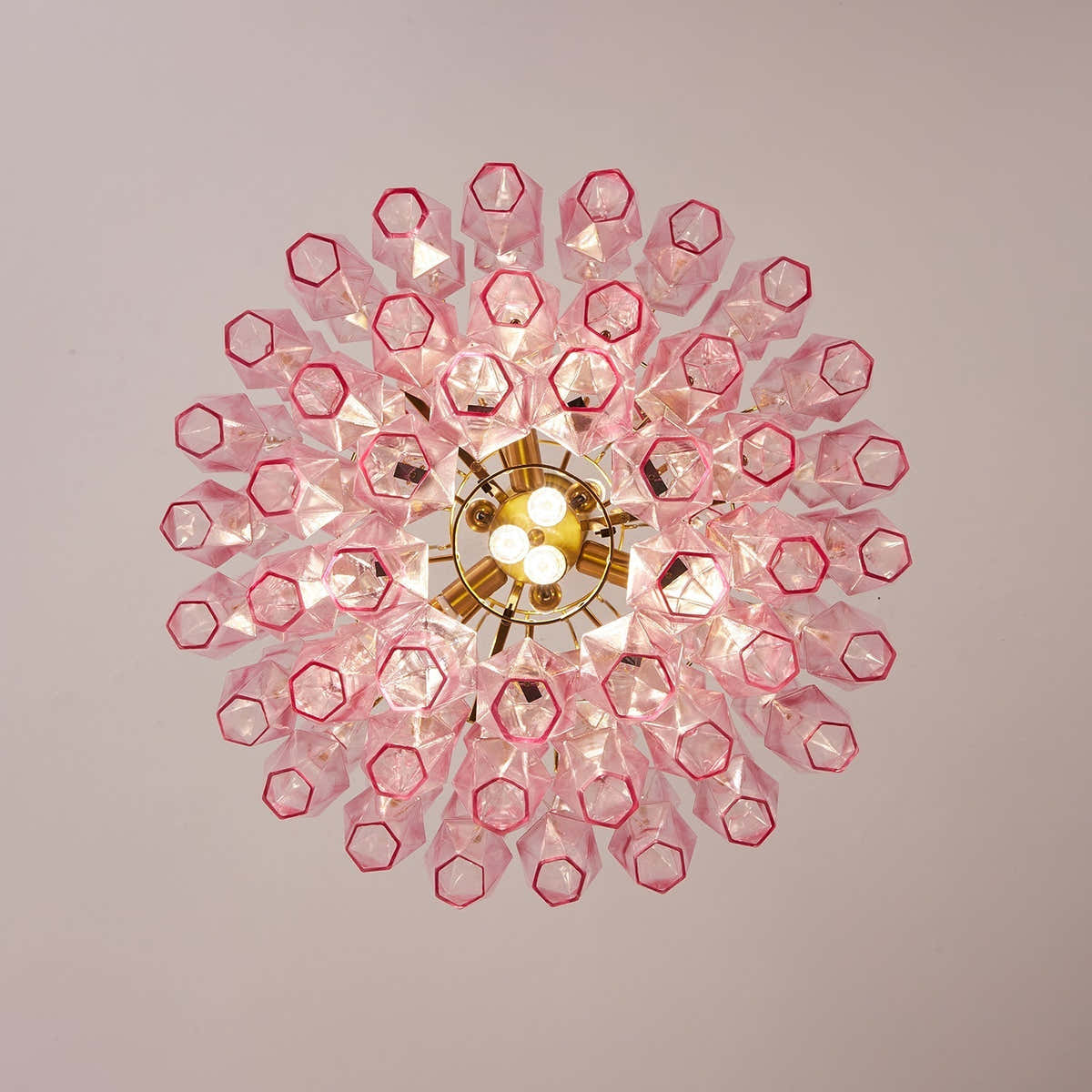 Pink Murano Glass Prism Chandelier