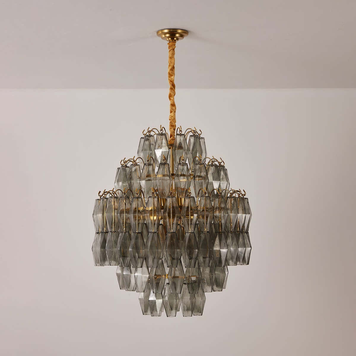Smoke Gray Prism Round Chandelier