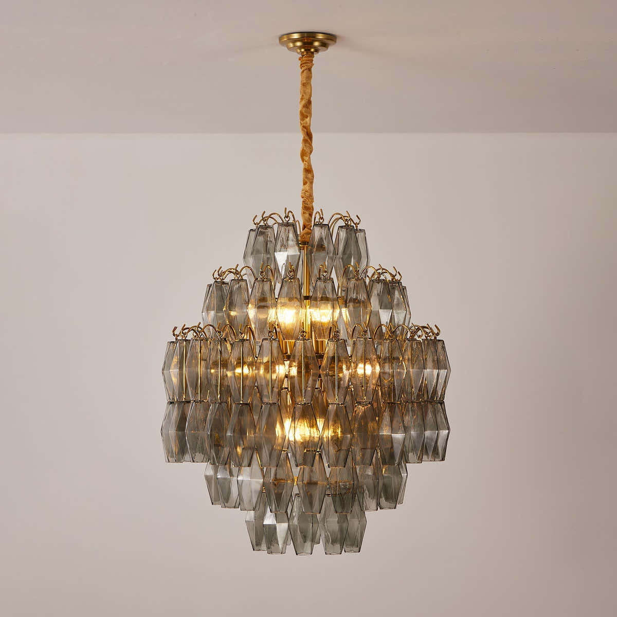 Smoke Gray Prism Round Chandelier