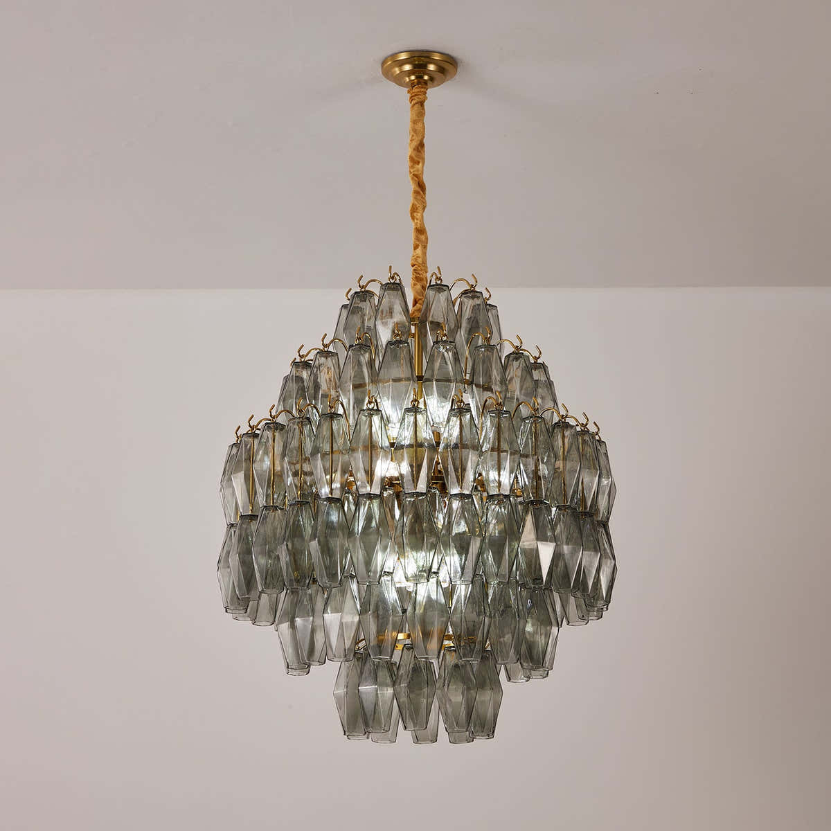 Smoke Gray Prism Round Chandelier