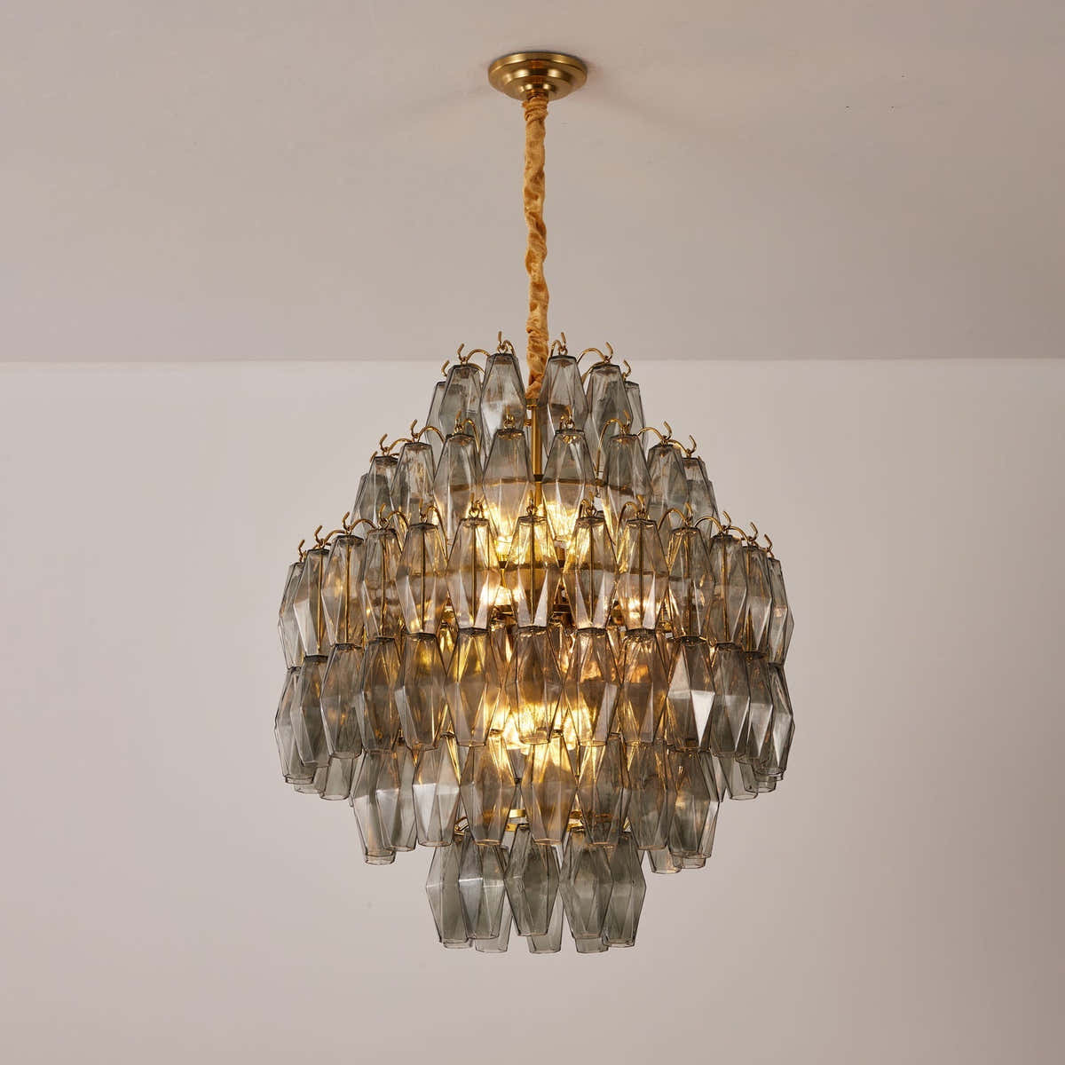 Smoke Gray Prism Round Chandelier