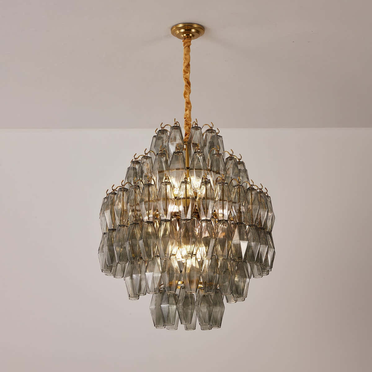 Smoke Gray Prism Round Chandelier