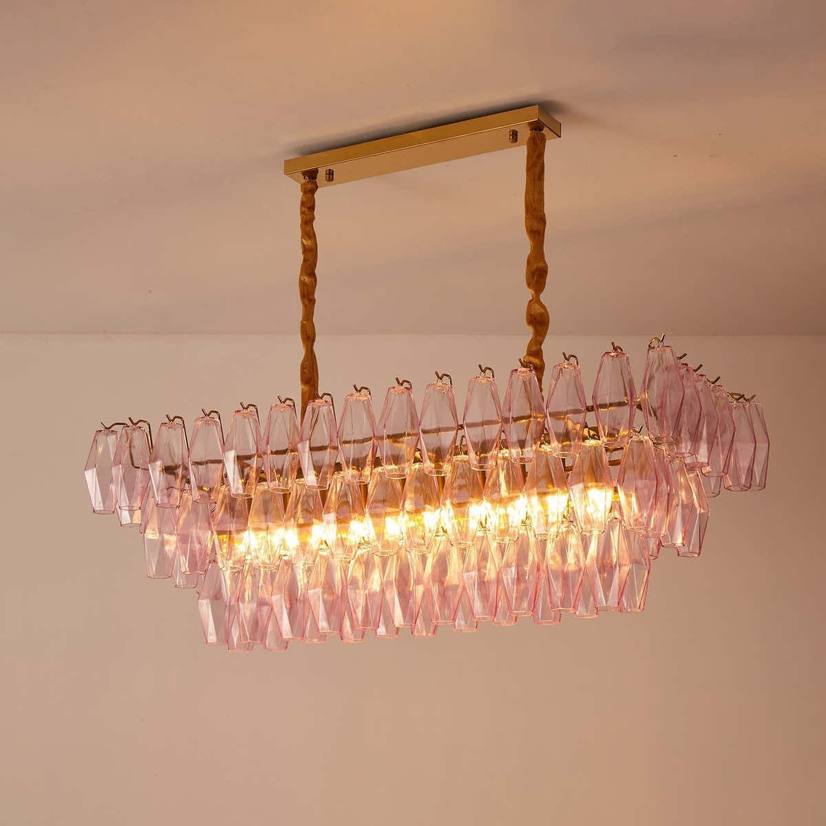 Rose Prism Glass Chandelier