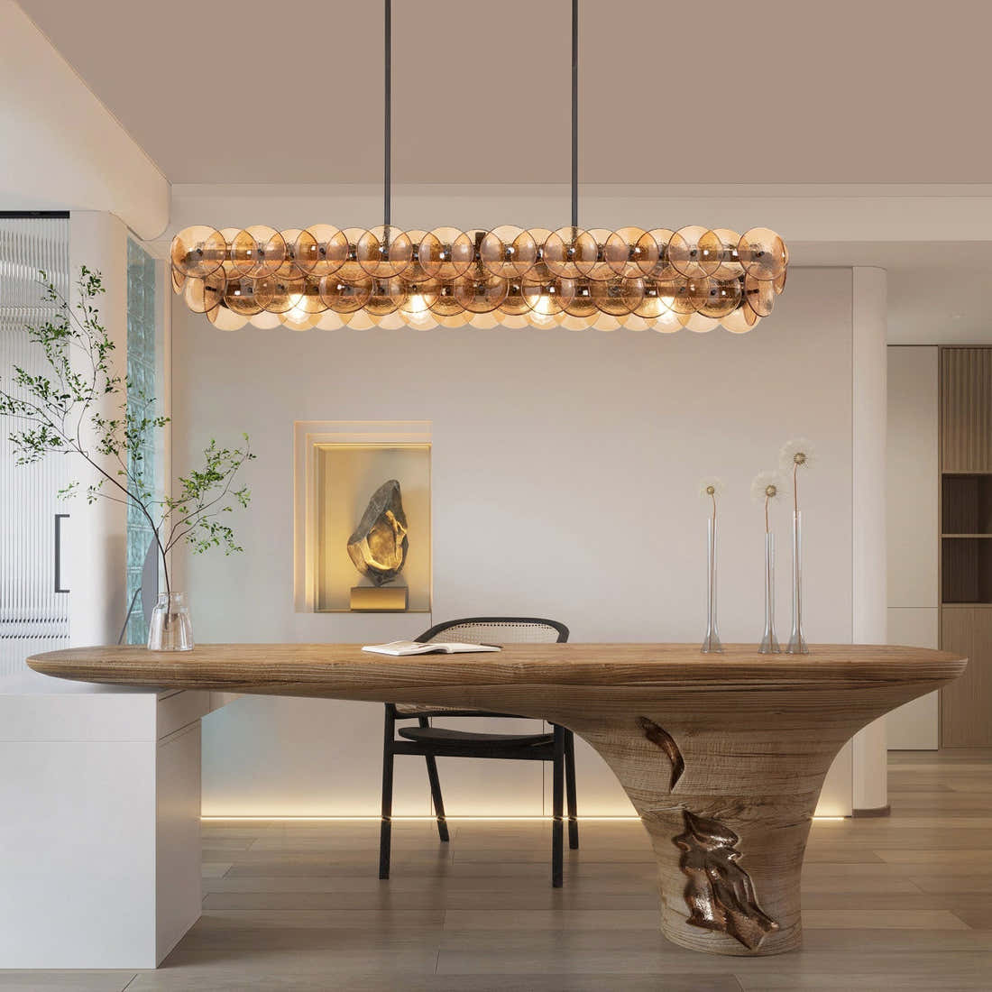 Loren Linear Glass Chandelier L54"