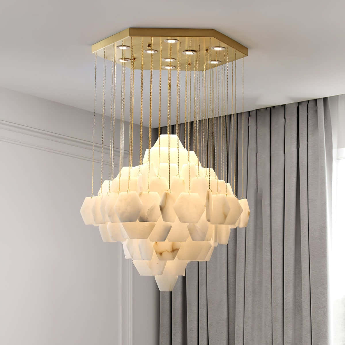 Hexa Alabaster Cascade Chandelier