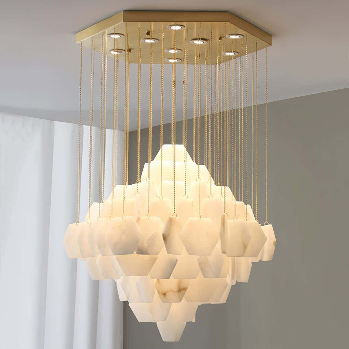 Hexa Alabaster Cascade Chandelier