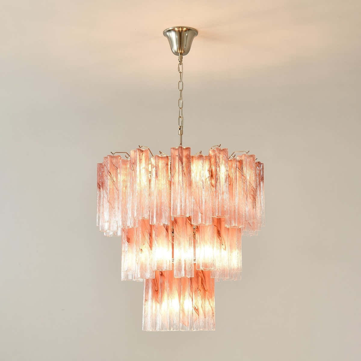 Pink Glass Tubes Chandelier