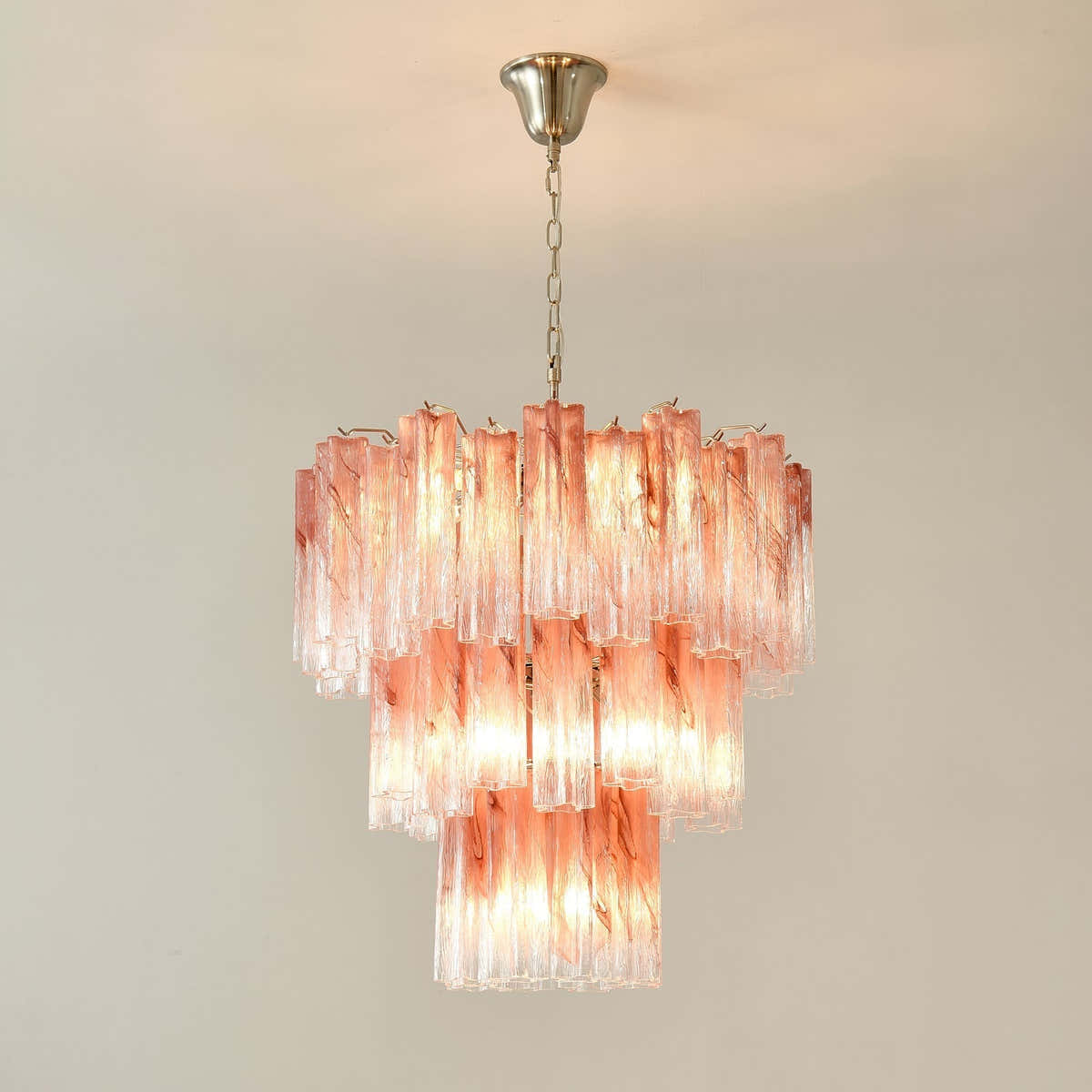 Pink Glass Tubes Chandelier