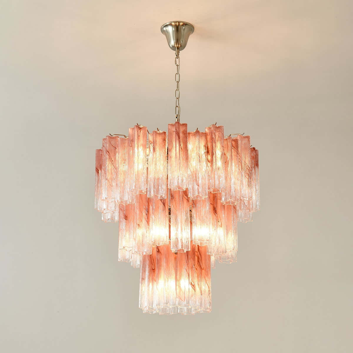 Pink Glass Tubes Chandelier