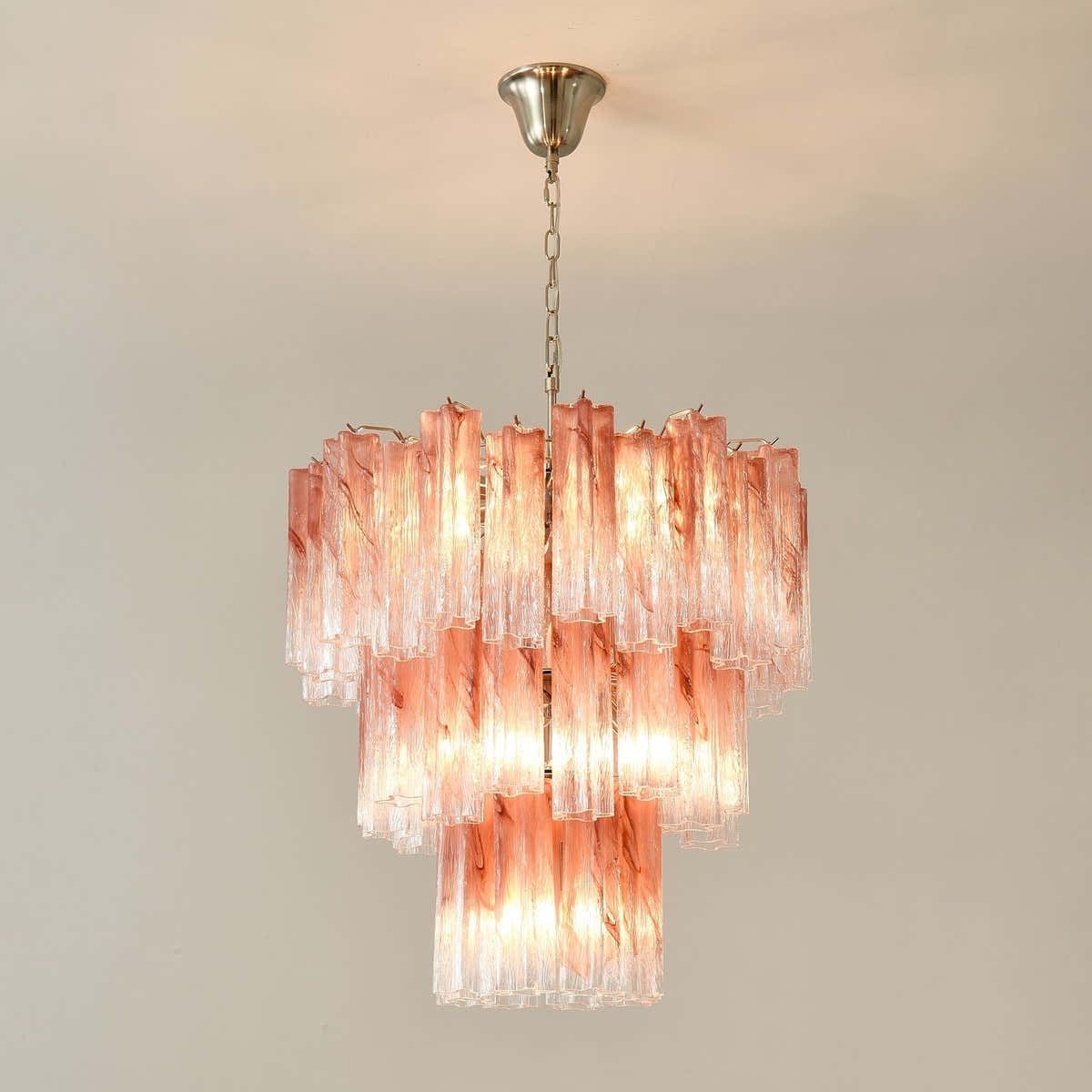 Pink Glass Tubes Chandelier