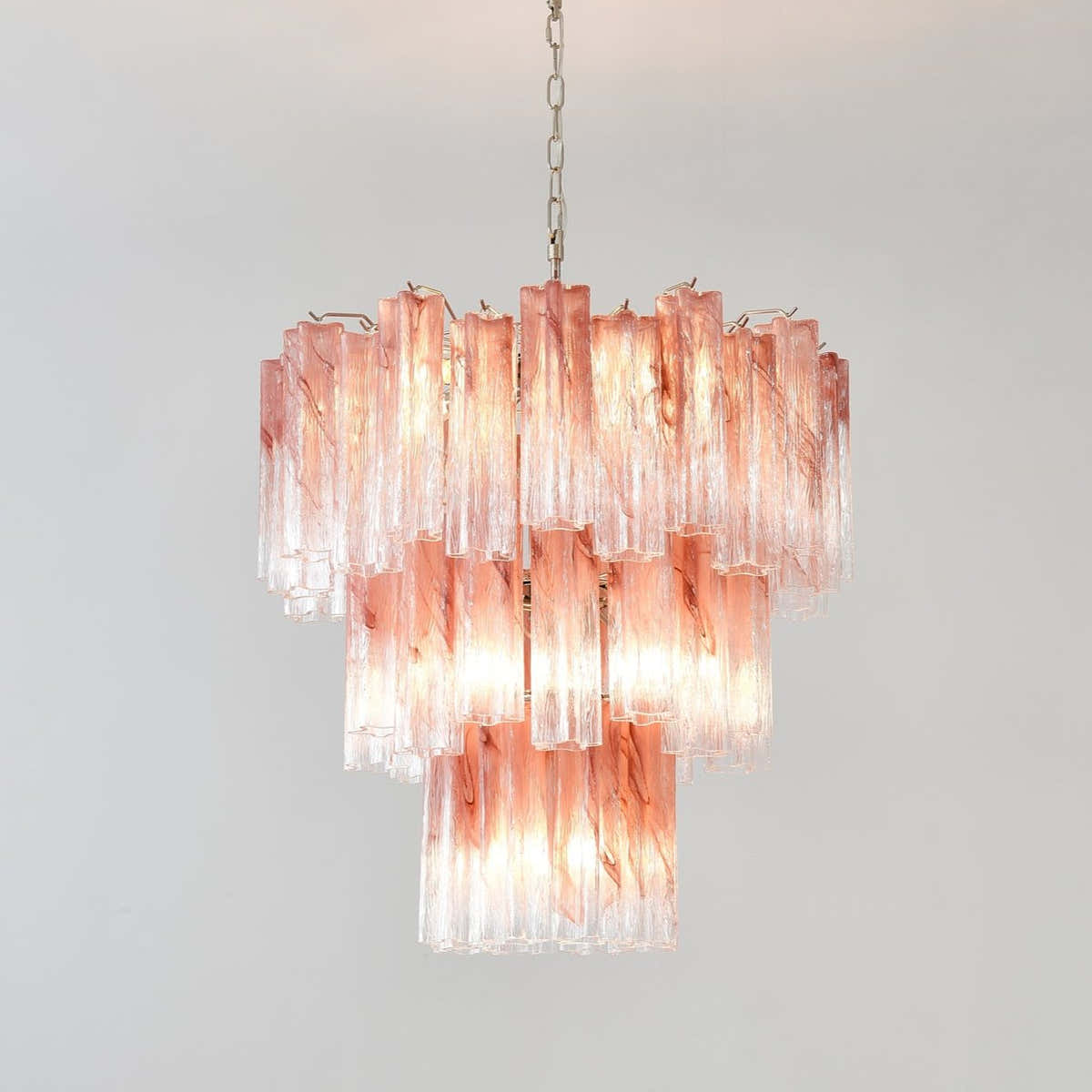 Pink Glass Tubes Chandelier
