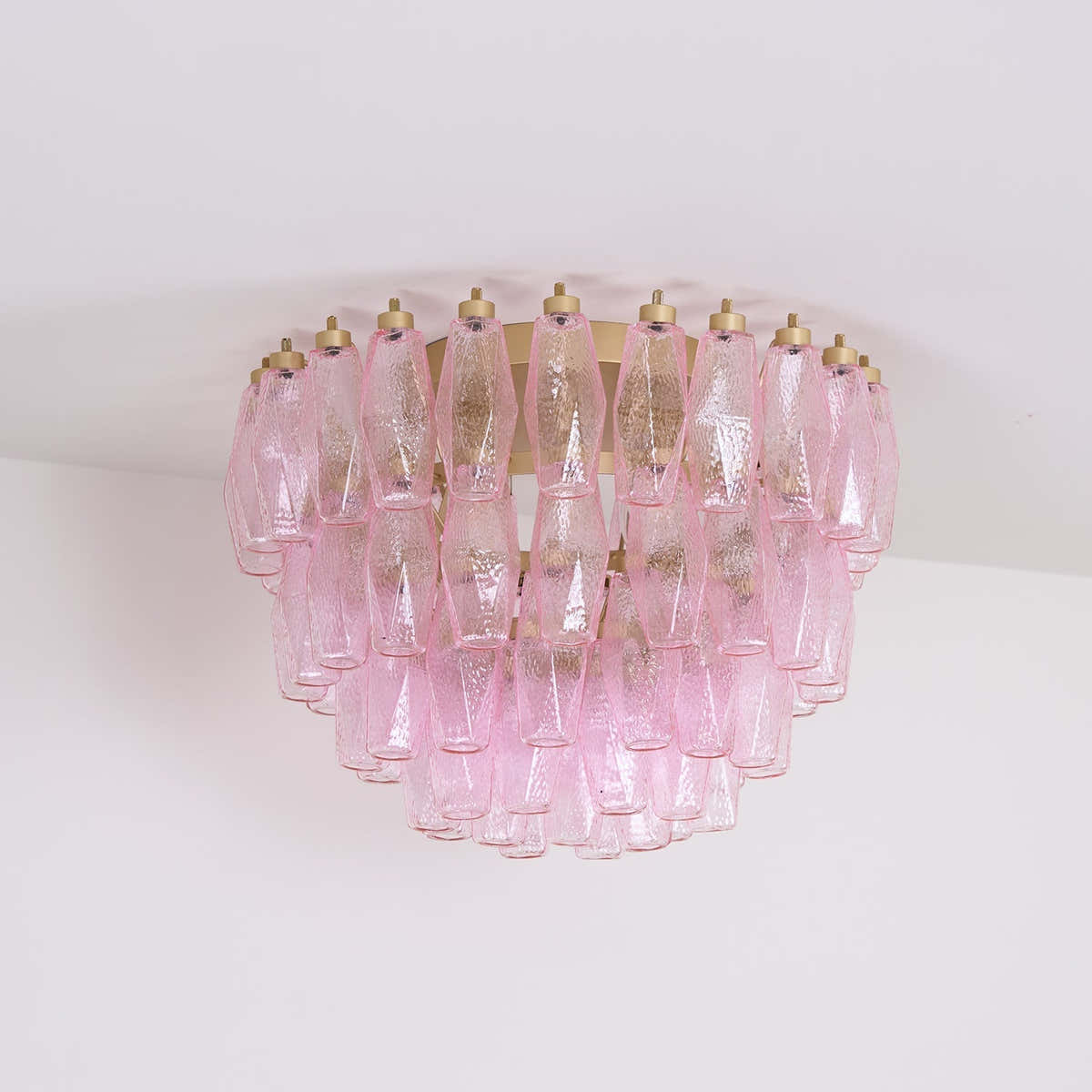 Poliedri Murano Pink Ceiling Light