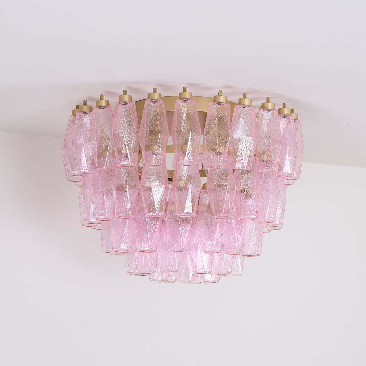 Poliedri Murano Pink Ceiling Light