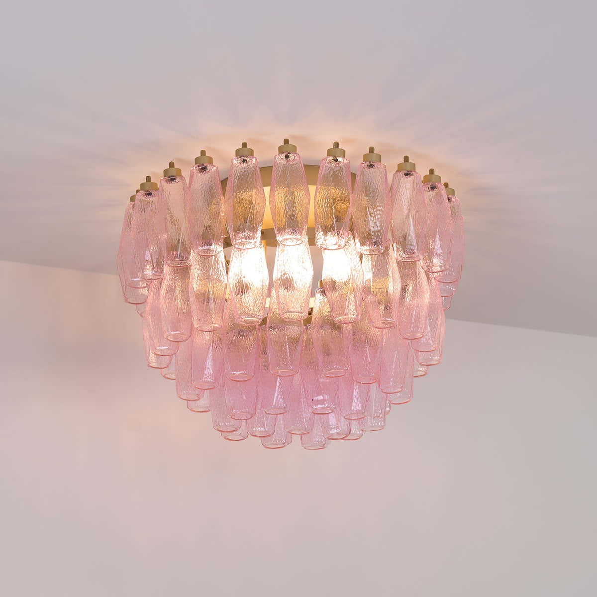 Poliedri Murano Pink Ceiling Light