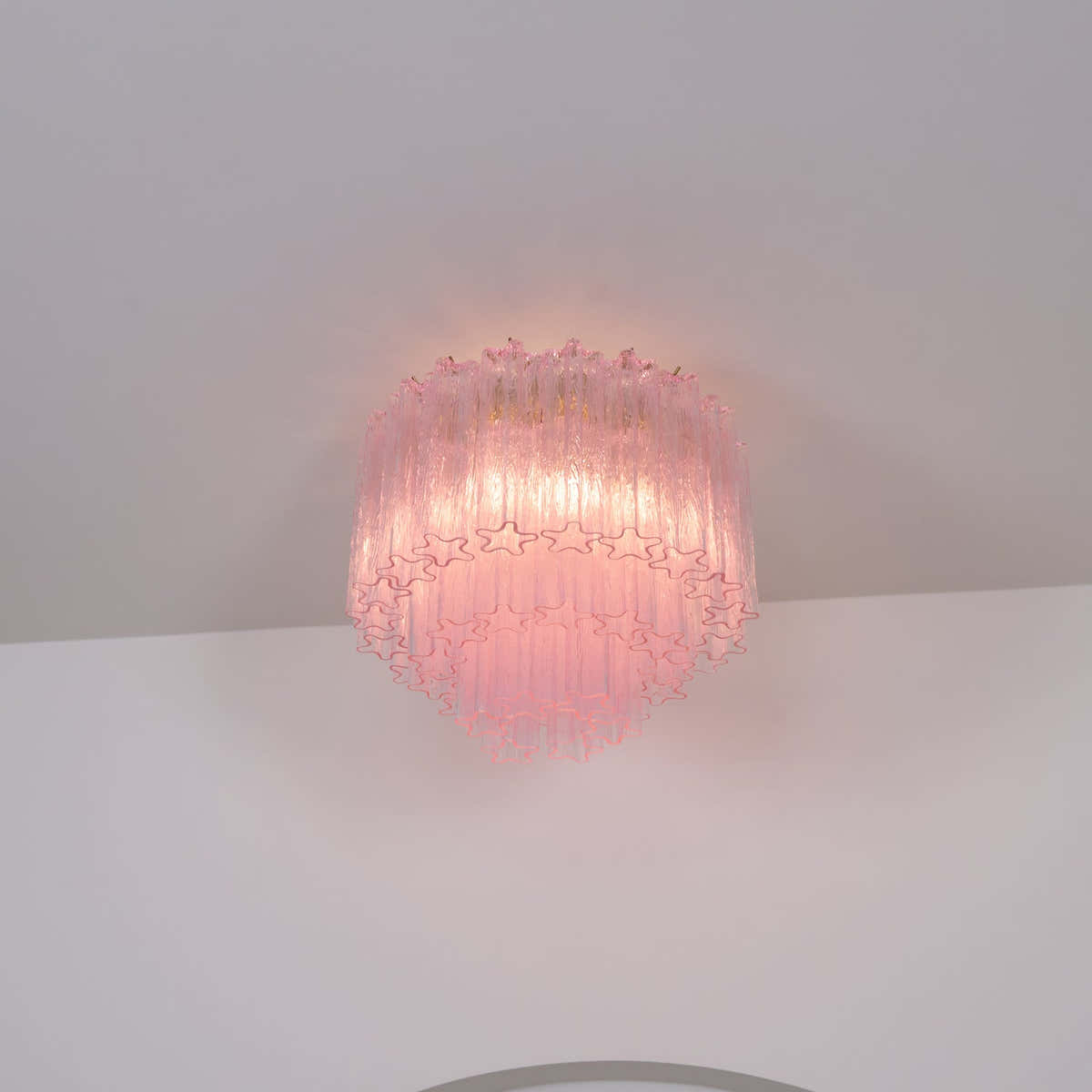 Murano Pink Glass Ceiling Light
