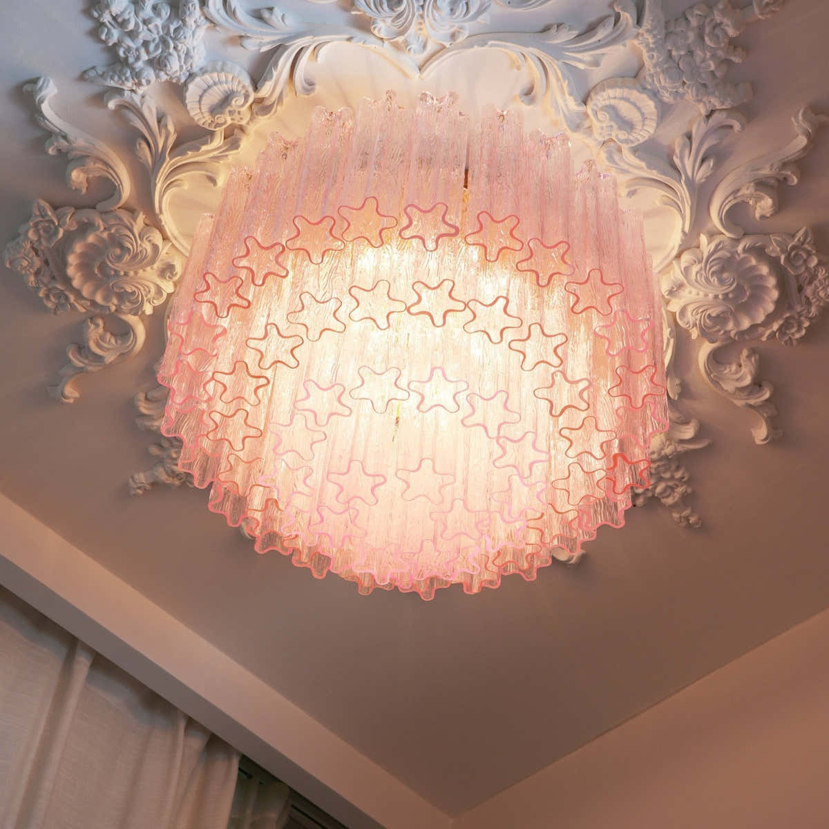 Murano Pink Glass Ceiling Light
