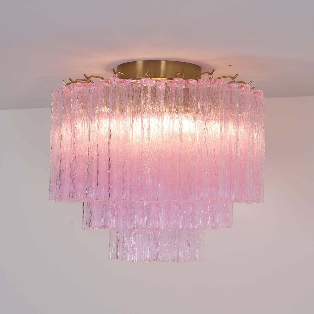 Murano Pink Glass Ceiling Light