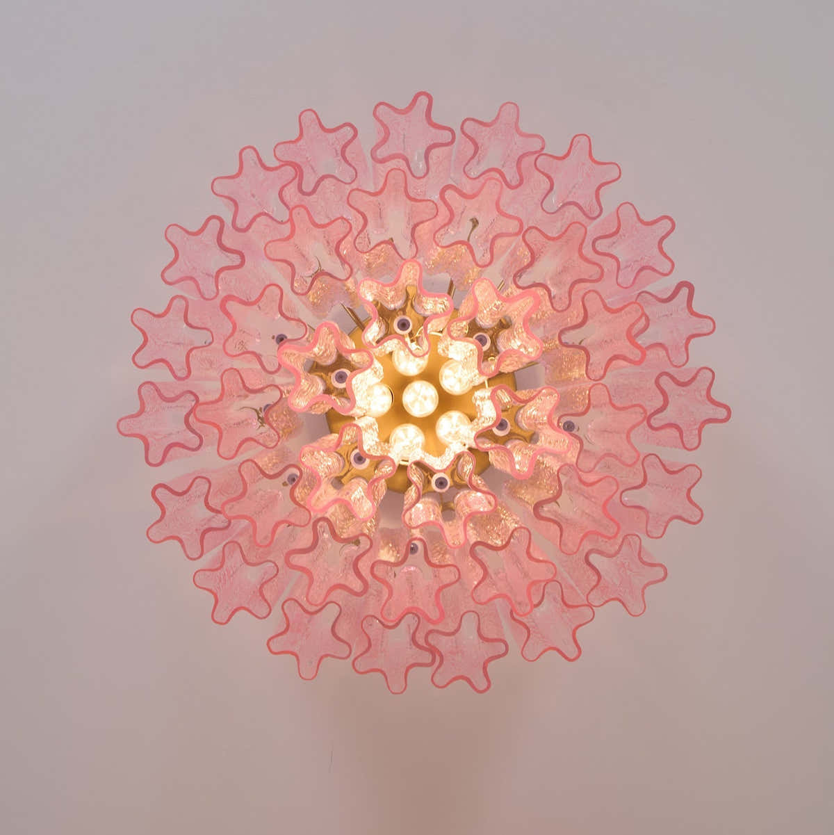 Murano Pink Glass Ceiling Light